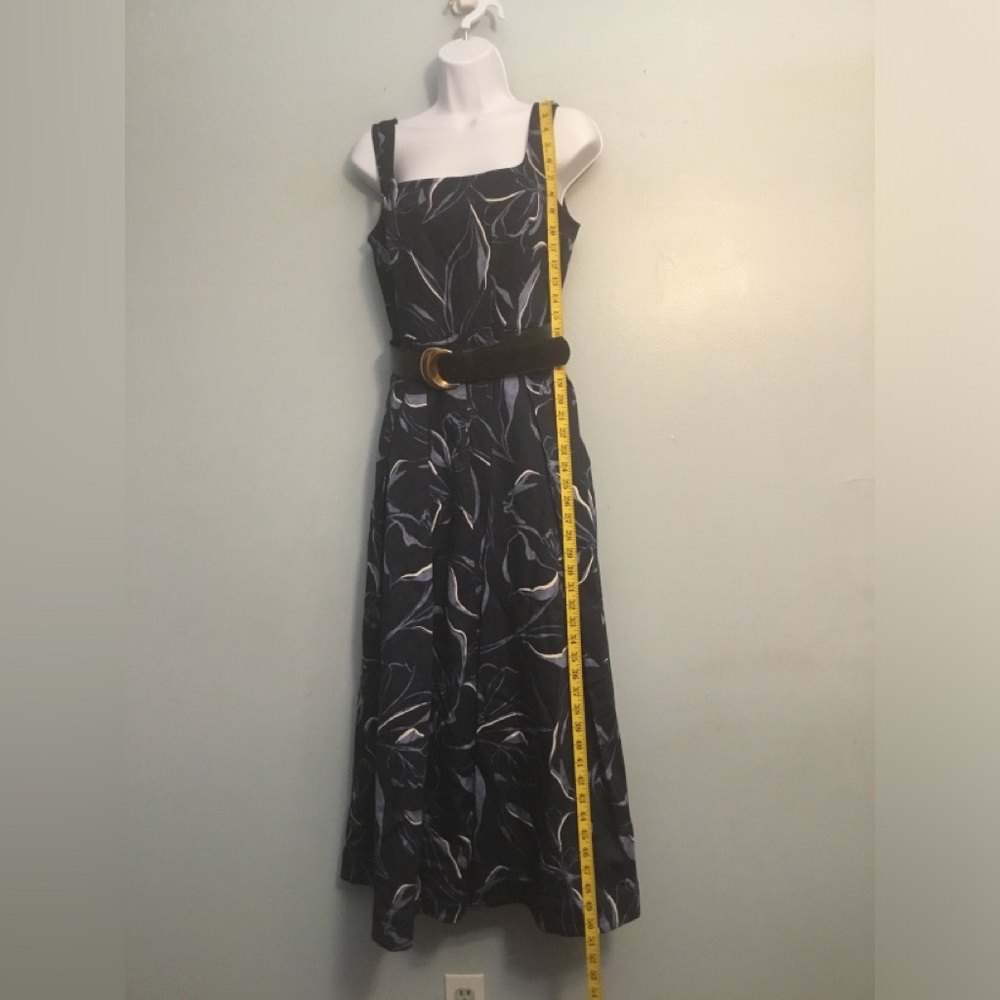 Donna Karan Navy Blue Floral Midi Dress
